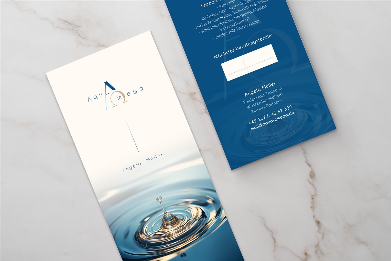 Flyer-Gestaltung Aqua et Omega für Angela Müller, gestaltet von ziiiegler DESIGN
