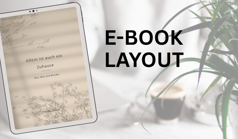 E-Book-Ausgabe "Allein ist auch ein Zuhause" auf einem Tablet dargestellt