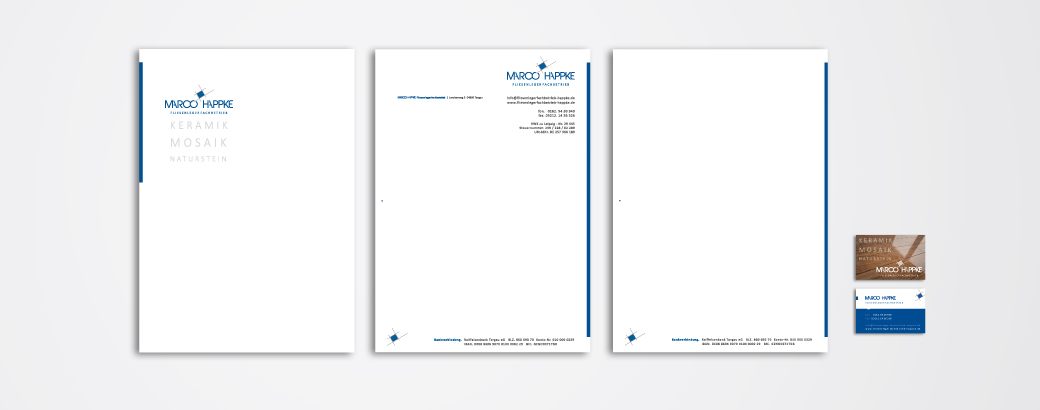 Geschäftsausstattung Marco Happke: Briefbogen und Visitenkarten im Detail