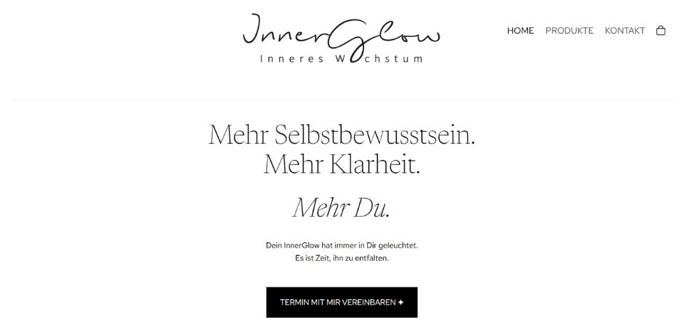 Startseite des InnerGlow-Webshops