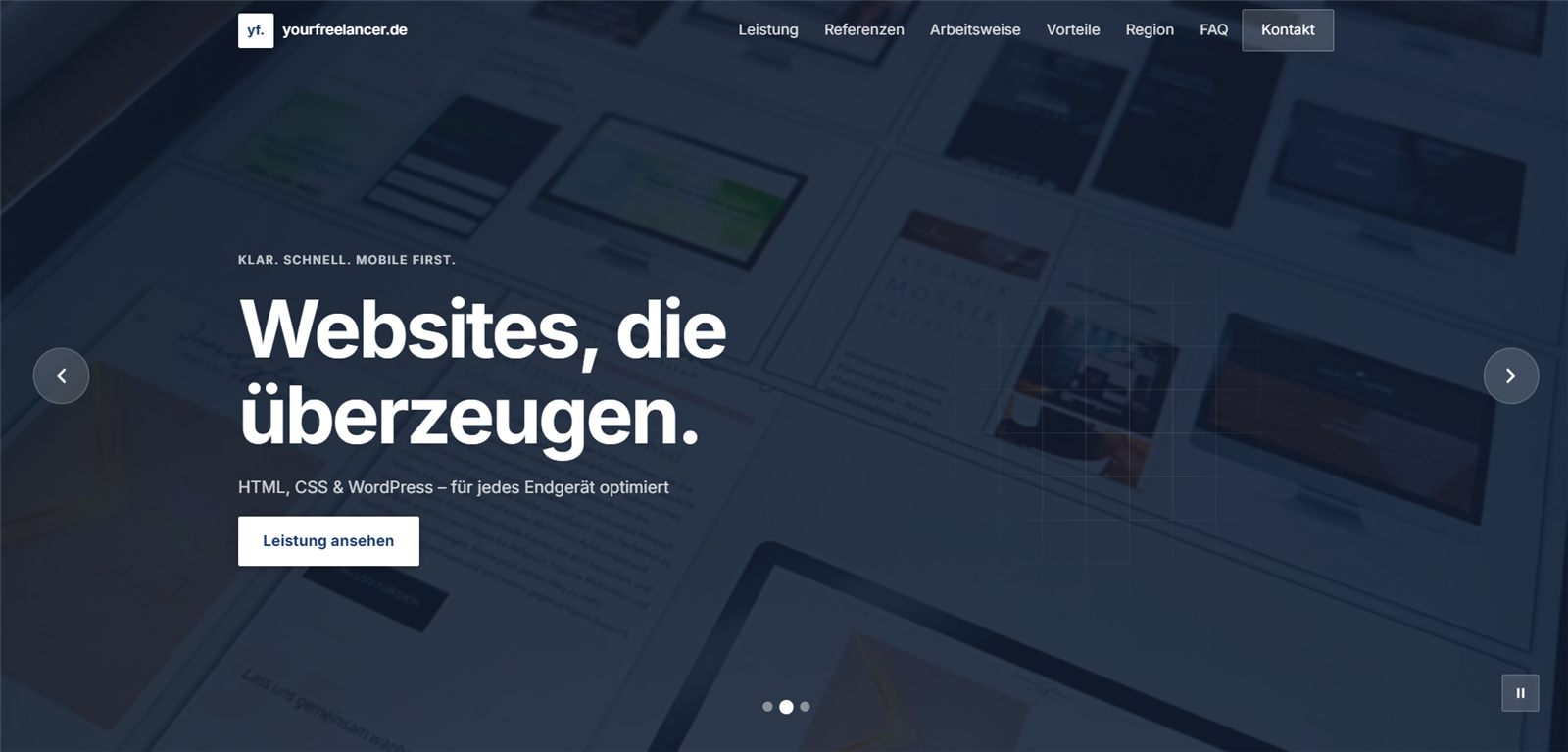 Website yourfreelancer.de, Slide "Websites, die überzeugen"